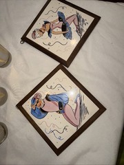 Vintage 1950s MCM Harlequin Ballet Dancer Art Tiles Lewis’s