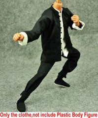 1/6 Kung Fu Shirt Chinese Traditional Man Suit Clothes Black F Action Figure Toy