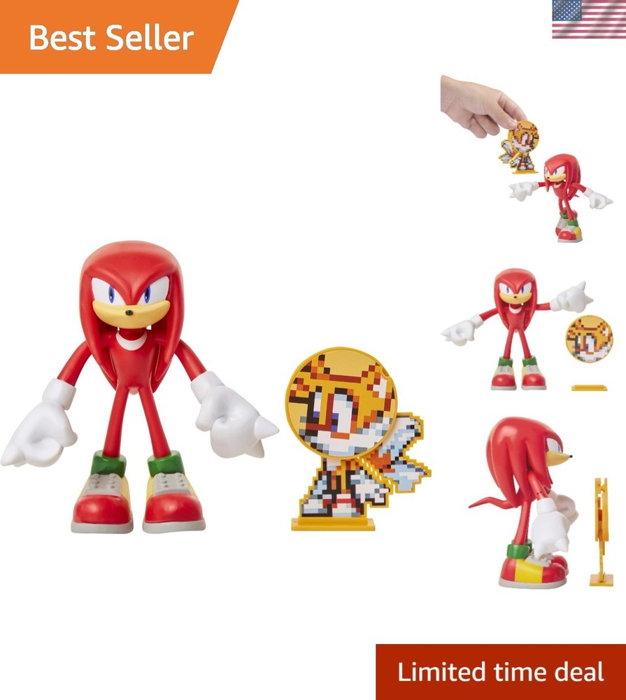 Sonic The Hedgehog 4-Inch Knuckles Toy Figure – Bendable, No Batteries Required