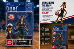 NEW, GOAT The Movie WILL HARRIS (GREEN JERSEY) 5″ Action Figure w/ Roarball
