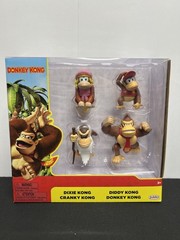 Jakks Pacific Nintendo Kong 4 Figure Set Donkey Dixie Diddy Cranky Brand New 2.5