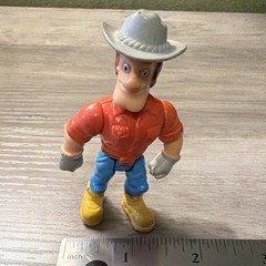 Cowboy Action Figure Toy, 3 in, Plastic, Red Blue Yellow Gray Beige Colors