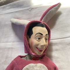 Vintage Pee Wee Herman Pull String Talking Doll 18″ Voice Distorted w/Bunny Suit