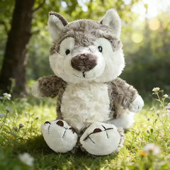 Grey Wolf Plush Toy Kawaii Soft Stuffed Animal Pillow Birthday Gift