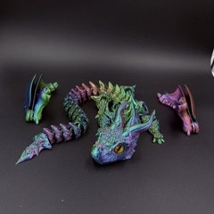 3D Printed Crystal Dragon Flexible Articulated Dragon Fidget Toys Desktop Decor