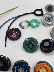 Beyblade Lot Spinners, Rip Cords, Launchers, Tornadoes, And Some parts