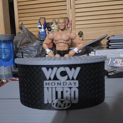 WWE Mattel Small WCW Announcer Table & Small Stage Logos Accessory Lot