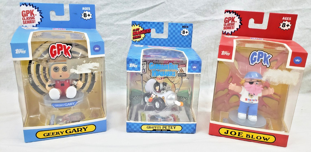 LOT OF 3 GARBAGE PAIL KIDS GEEKY GARY, GRAFFITI PETEY & JOE BLOW COLLECTABLE