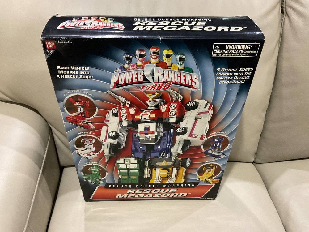 1997 Bandai Power Rangers Turbo Deluxe Double Morphing Rescue Megazord! In Box!