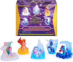 , Magic Gemstone Collectibles Pack with 5 Unicorn Toy Figures & Display Bases, D
