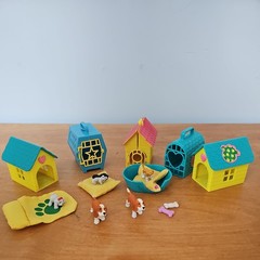Vintage 1990s Puppy in My Pocket Figures Collection Dogs w/ Carriers and Houses