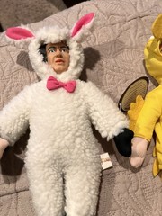 THE THREE STOOGES DOLLS 2002 EASTER THEME OUTFITS RABBIT, SHEEP AND DUCK