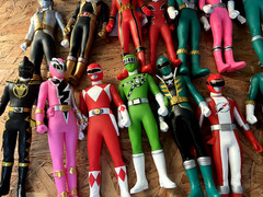 24pc Power Rangers Super Sentai Vinyl Figure Lot Bandai Japan 1990s Used