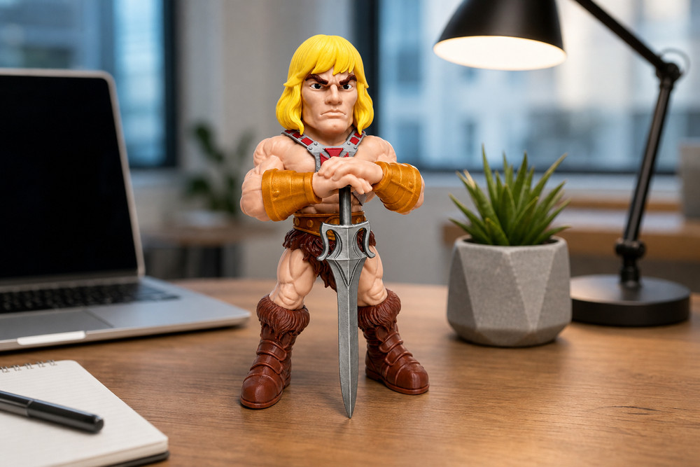 12″ Stylized He-Man Inspired 3D Printed Figure – Custom Art Toy Collectible