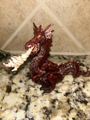 Papo Dragon Figures 2005 Green 1999 Red 4″ Breathing Fire Pretend Play