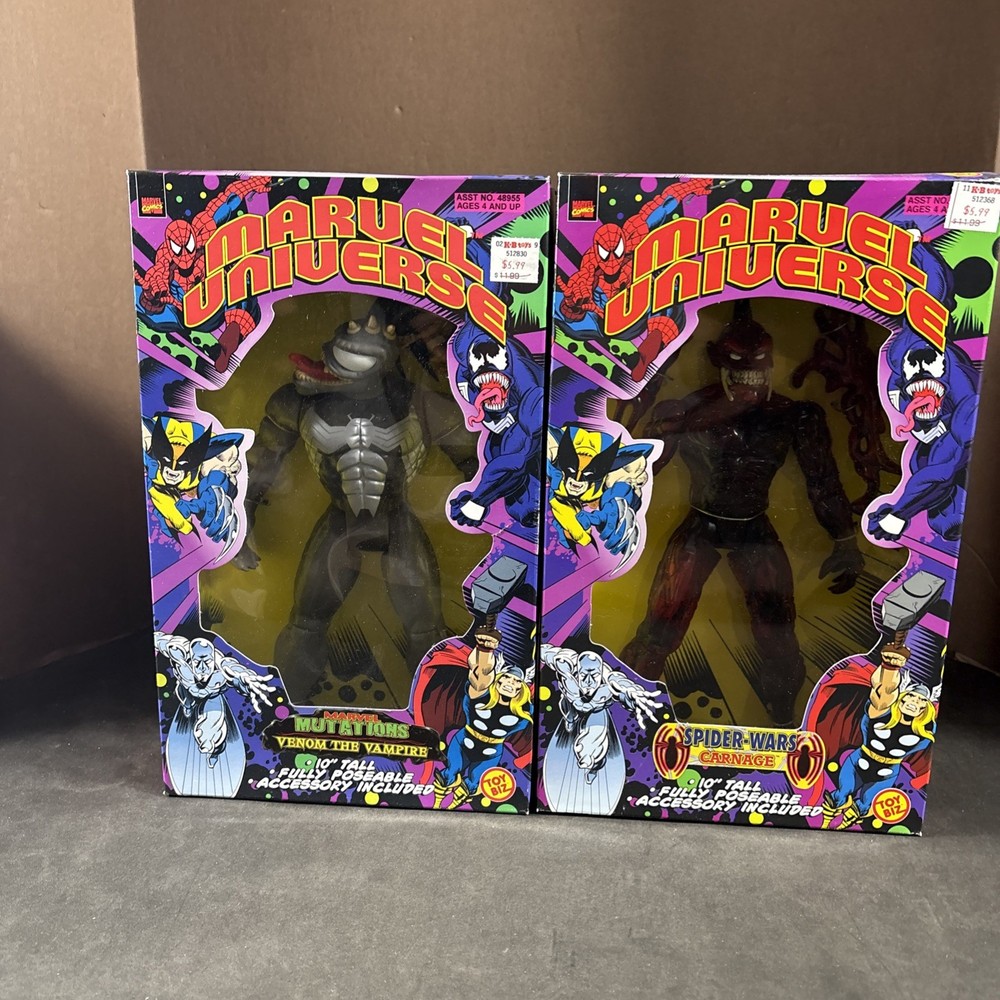 MARVEL MUTATIONS VENOM CARNAGE ACTION FIGURE VINTAGE NEW 10″ DELUXE SPIDER-MAN
