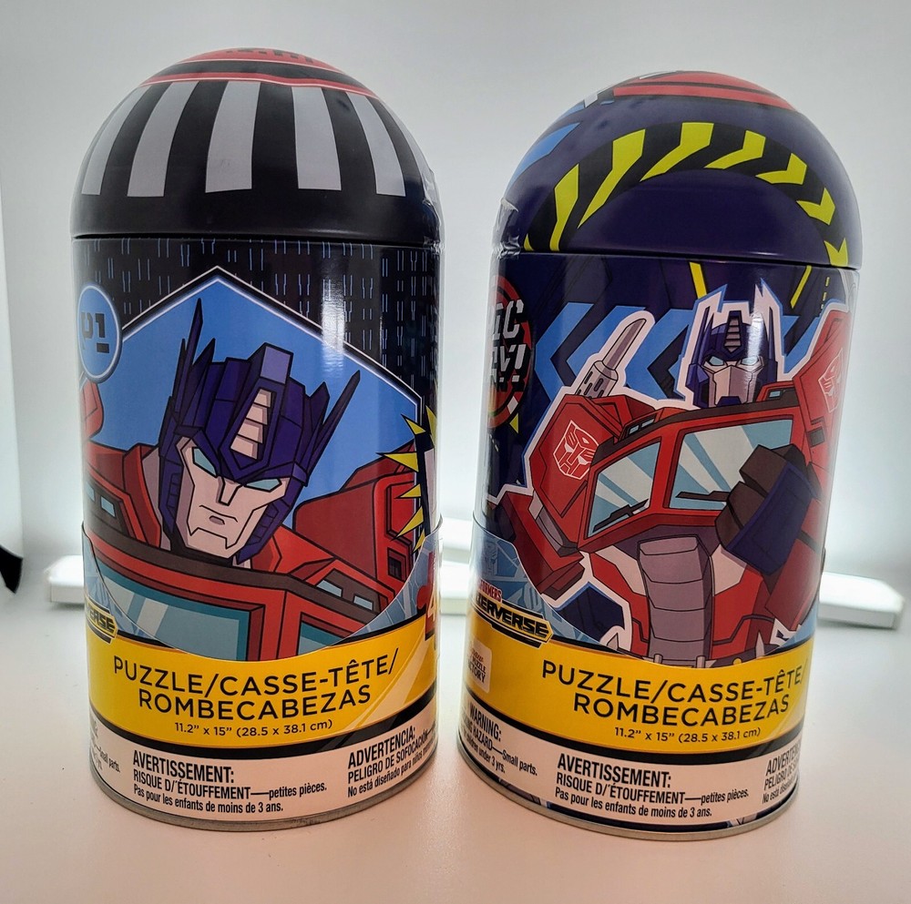 2 x Transformers Cyberverse 48 PC Jigsaw Puzzles In Collector Tins Epic Play