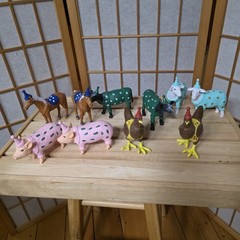 Ankyo Target Party Farm Animal W/Party Hat LOT OF 5 Pig Cow Horse Chicken Sheep
