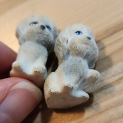 Vintage 2009 Toy Puppy In My Pocket Flocked Sheepdog Family of 3 Dogs