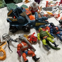 MOTU He Man Huge Lot Gray Skull Castle Weapons 18 Figures Mantisaur Stridor