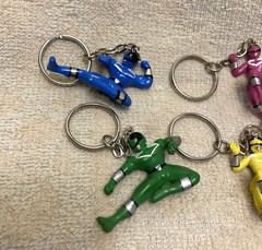 Set 5 Time Force Power Rangers Keychains 2001 Saban Red Yellow Blue Green Purple