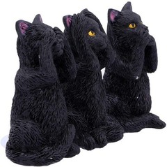 Nemesis Now U4802P9 Three Wise Felines 8.5cm, Black