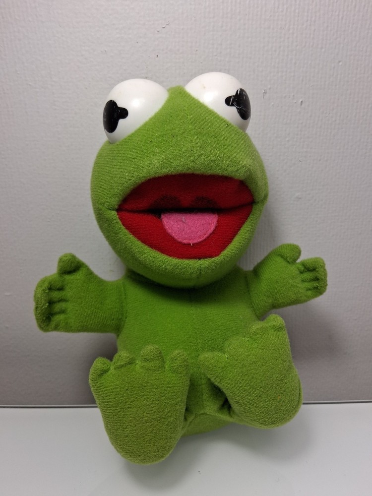 Vintage 1987 Baby Kermit Plush Toy Collectible Jim Henson Muppets Stuffed Frog