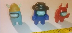Among Us Figure Lot of 3 Innersloth LLC Cyan Viking Blue Fedorahat Red Devil