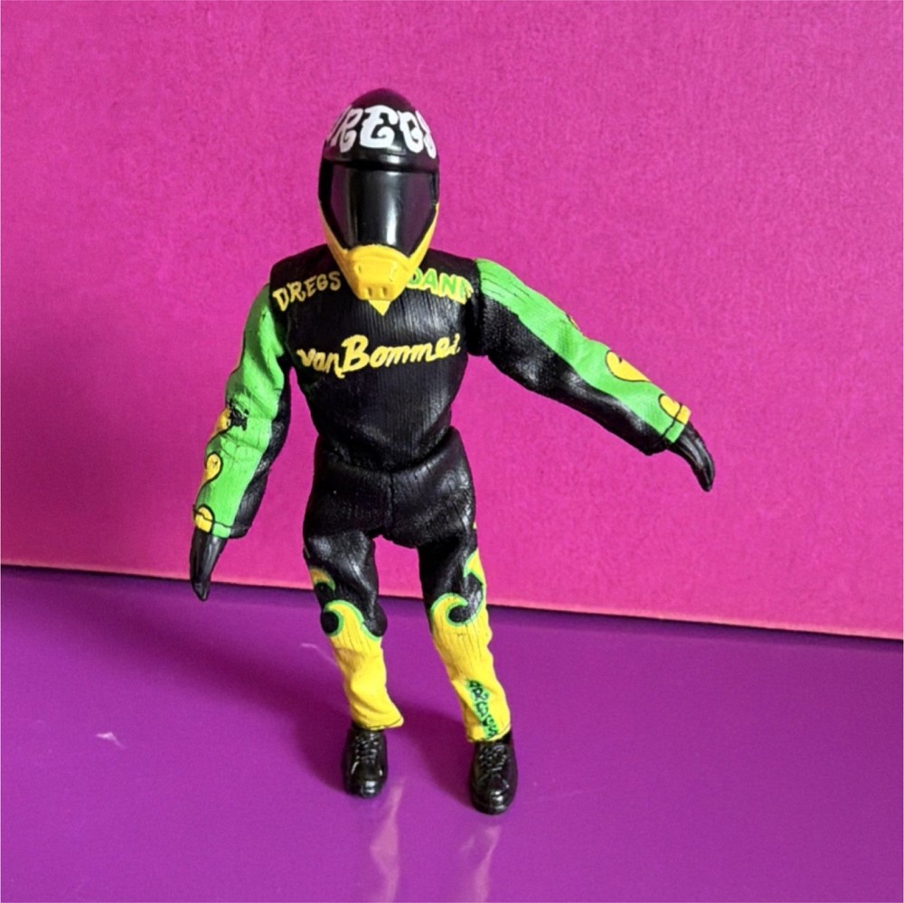 Van Bommel Racing Suit Action Figure Black Green Yellow Plastic Fabric Toy