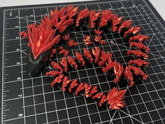 3D Printed Crystal Dragon -PLA- Black and Red – 2 Ft Long – Articulated dragon