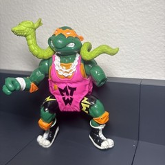 1991 Vintage TMNT Shell Slammin’ Mike Figure w/ Sewer Snake Ninja Turtles