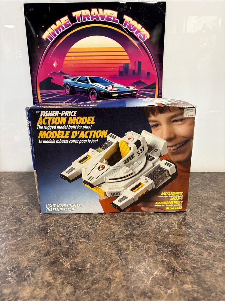 1982 Fisher Price Light Speed Fighter 527 Action Model Space Ship In Box
