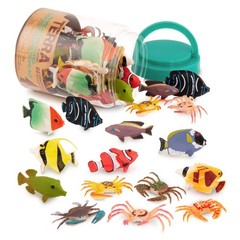 – 60pcs Tropical Fish & Crab Toys – Mini Plastic Ocean Animal Figurines for –…