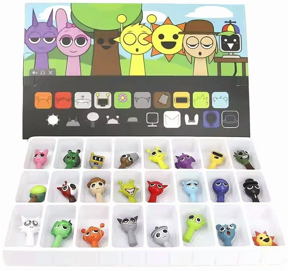 24PCS Anime Sprunki PVC Action Figures – Collectible Sprunki Models Gift Box