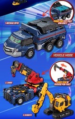 SAMG Metal Cardbot W SOLIDHORN Transforming Robot Truck Crane Excavator