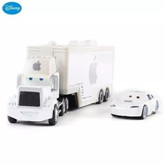 2Pcs Disney Pixar Cars No.84 White Apple Hauler Truck 1:55 Diecast Toys Set Gift