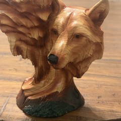 Nemesis Now Natural Song Howling Wolves Wood Effect Bust, Polyresin, One Size