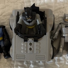 Batman Action Figure Lot w/ Vehicle, Plastic, Gray Black Blue Yellow