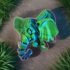 Mini Green Elephant – 3D Printed Articulated Figure 3.54” Next Day Shipping