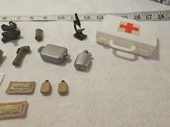 1:6 Scale Military Accessory Lot Medical, Gear, Shoes, Rations, More
