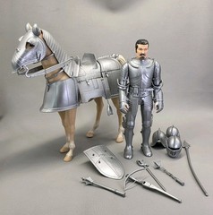 Marx Toy Co Sir Stuart Silver Noble Knight Figure & Valor Armored Horse Vintage