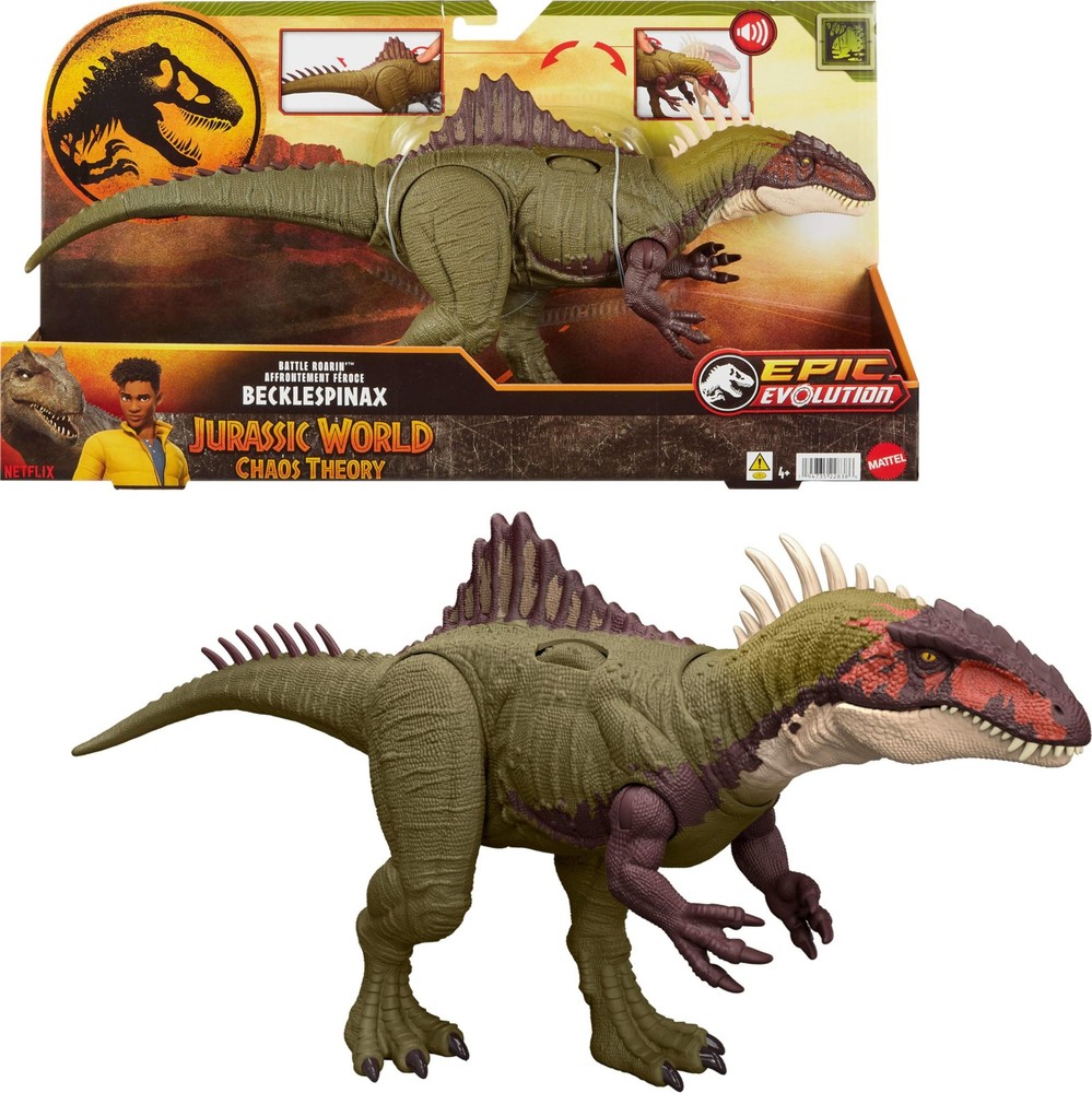 Mattel Jurassic World Chaos Theory Battle Roarin? Becklespinax Dinosaur Action F