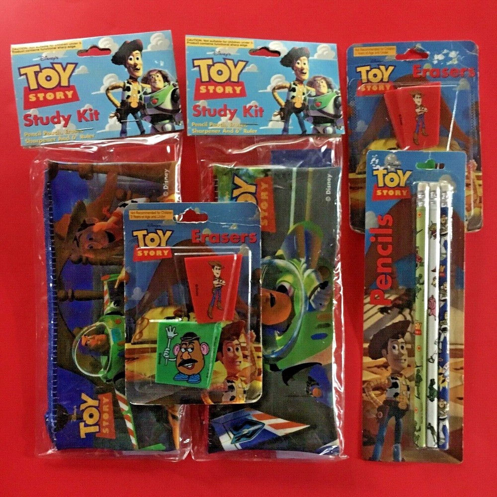 original TOY STORY DISNEY variety SCHOOL SUPPLIES lot – VINTAGE 1990’S – NEW NOS