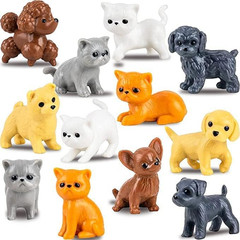 Tiny Dog and Cat Figurines – Small Animal Toys in Bulk – Little Pet Toys – Tiny