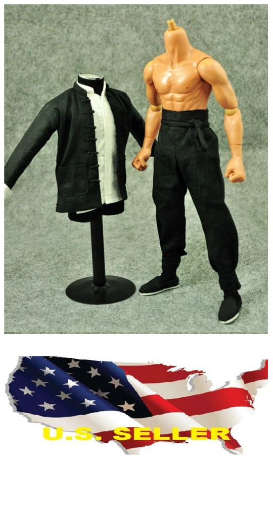 1/6 Long Sleeve Custom Black Chinese-style Costume Kung Fu suit hot toys ❶USA❶