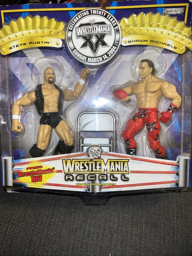 WWE Stone Cold Vs Shawn Michaels 2 Pack Wrestlemania Recall XX 2004 MOSC c2004