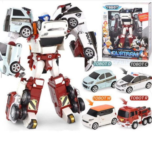 Tobot V Mini Quatran 4 Car Combiner Transformer Robot Toy for Kids
