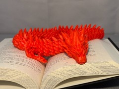 Large Red Articulated Dragon 60cm 3D Printed Poseable Desk Decor Collectible