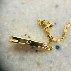 18K Yellow Gold One-Touch Hook Chain Necklace, Pin Chain, Approx. 50cm, Petal
