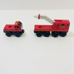 Thomas The Tank Engine & Friends Wooden Railway Sodor Dept 36 FIRE TRUCK & TRAIN